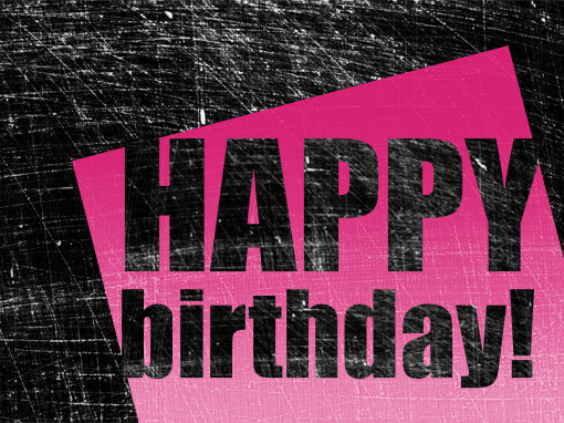 Birthday card, scratched background (pink, black, half-fold) Birthday card, scratched background (pink, black, half-fold)