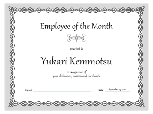 Certificat d’employé du mois (conception de chaîne grise) Certificat d’employé du mois (conception de chaîne grise)