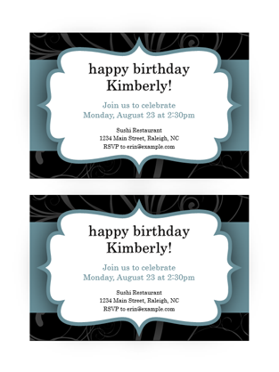 template greeting per card 2 page per (Blue design, 2 page invitations Ribbon Party