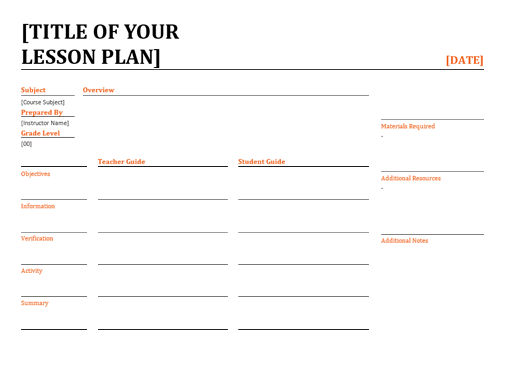 Daily lesson planner Daily lesson planner