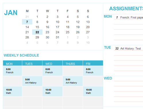 Student calendar (Mon) Student calendar (Mon)