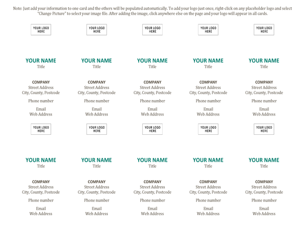 Business cards (10 per page) Business cards (10 per page)