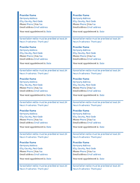 Appointment cards (10 per page) Appointment cards (10 per page)