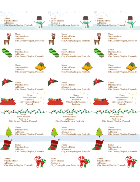 Gift tag labels (Christmas Spirit design, 30 per page, works with Avery 5160) Gift tag labels (Christmas Spirit design, 30 per page, works with Avery 5160)