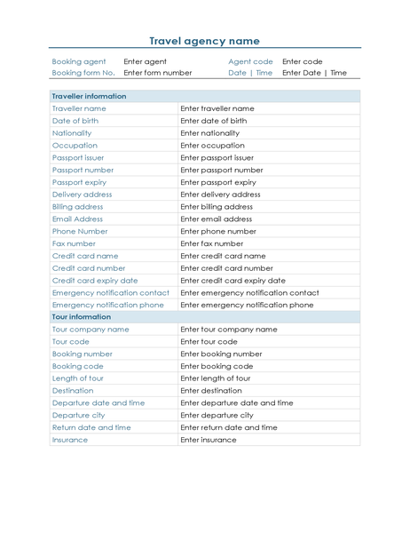 Client travel planning form Client travel planning form