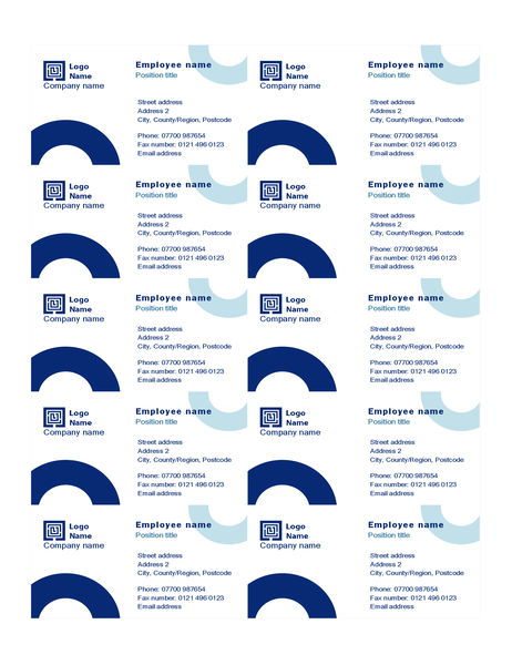 Business cards (Arc design, 10 per page) Business cards (Arc design, 10 per page)