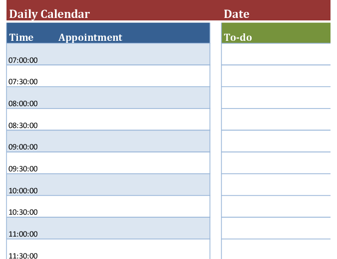 Blank day-to-day calendar image regarding Blank Daily Calendar titled Blank day by day calendar