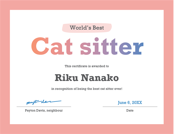 World's Best award certificate World's Best award certificate