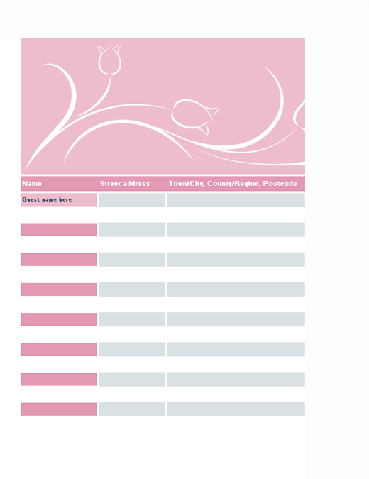 Wedding guest list (tulip design) Wedding guest list (tulip design)