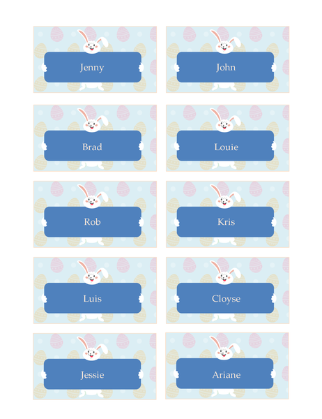 Easter party place cards (10 per page) Easter party place cards (10 per page)