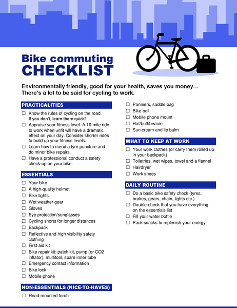 Bike commuting checklist Bike commuting checklist
