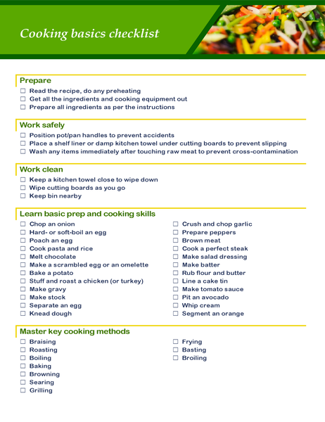 Cooking basics checklist Cooking basics checklist