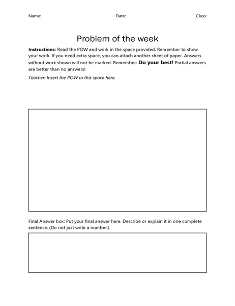 Problem of the week Problem of the week
