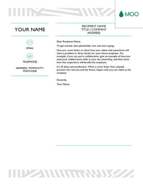 Creative cover letter, designed by MOO Creative cover letter, designed by MOO