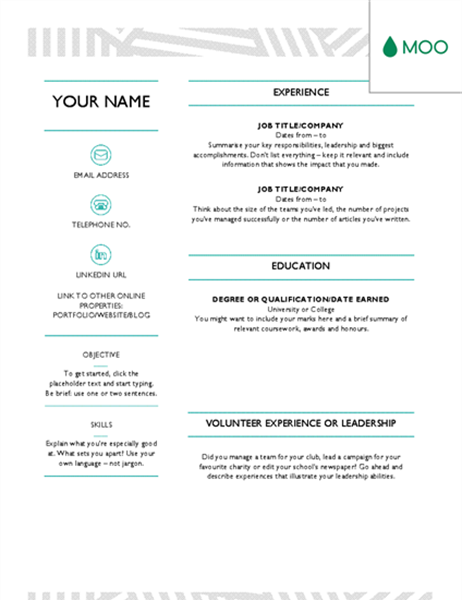 Creative CV, designed by MOO Creative CV, designed by MOO
