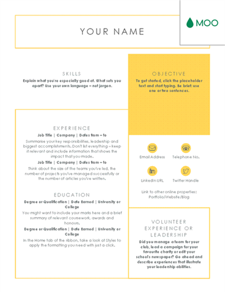 Crisp and clean CV, designed by MOO Crisp and clean CV, designed by MOO