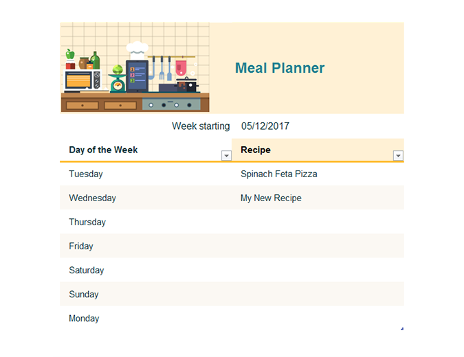 Weekly Meal Planner Weekly Meal Planner