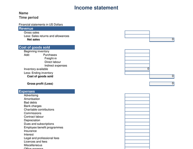 Income statement 1 year Income statement 1 year