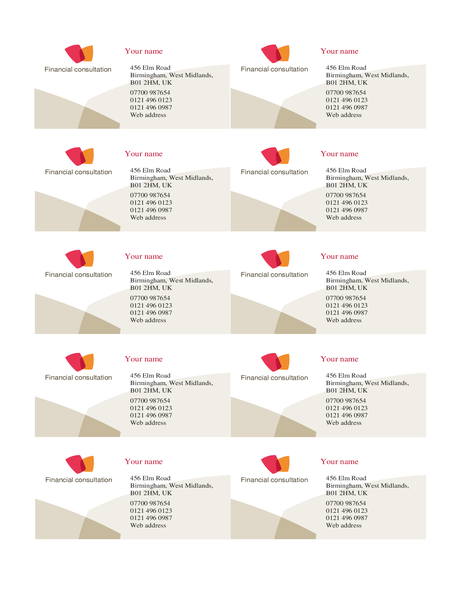 Financial business card (10 per page) Financial business card (10 per page)
