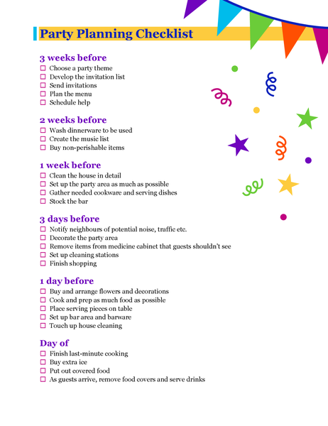 Party planning checklist Party planning checklist