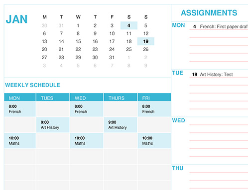 Student calendar (Mon) Student calendar (Mon)