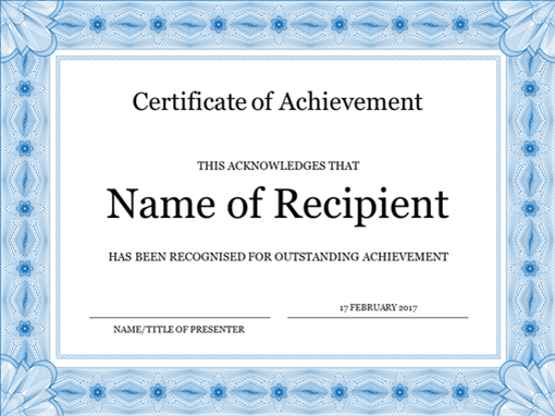 Certificate of achievement (blue) Certificate of achievement (blue)