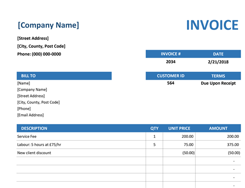 Simple service invoice Simple service invoice