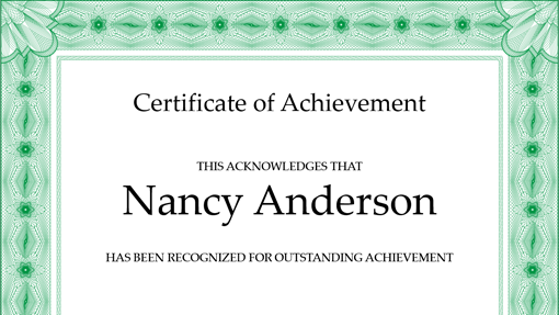 Certificate of achievement (green) Certificate of achievement (green)