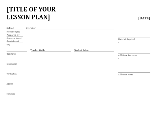 Daily lesson planner Daily lesson planner