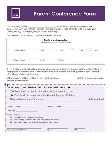 Parent’s evening form Parent’s evening form