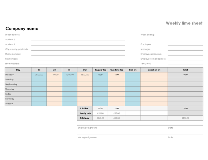 free daily time schedule template