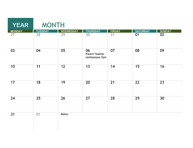 academic callender
