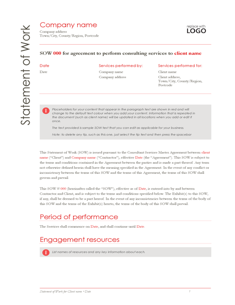 Statement of Work (Red design) Statement of Work (Red design)