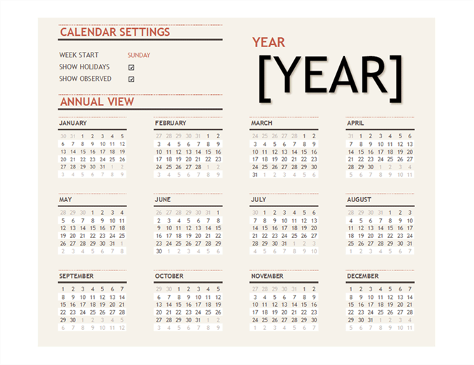 Any year calendar with public holidays Any year calendar with public holidays