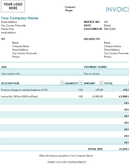 Simple Invoice That Calculates Total Fice Templates