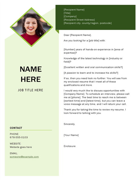 Green cube cover letter Green cube cover letter