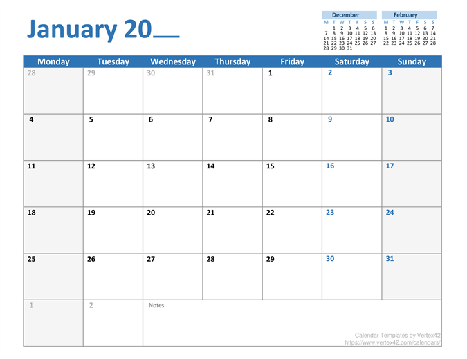 Any-year monthly calendar Any-year monthly calendar
