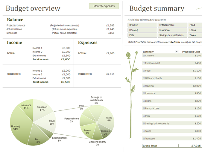 Family budget (monthly) Family budget (monthly)