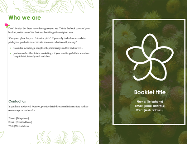 Green floral booklet Green floral booklet
