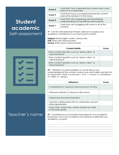 Student academic self-assessment Student academic self-assessment
