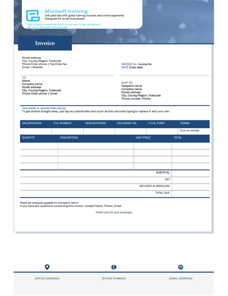 Invoice with Microsoft Invoicing Invoice with Microsoft Invoicing