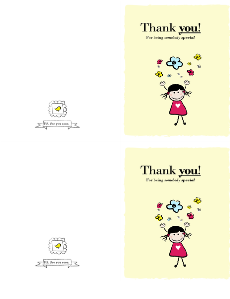 Little girl thank-you card Little girl thank-you card