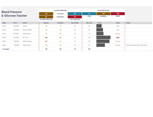blood glucose tracking sheet