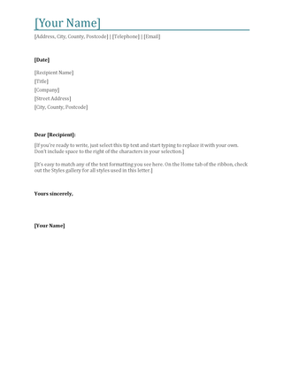 Resume cover letter