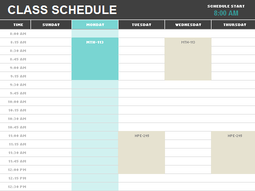 Assignment Schedule Office Templates