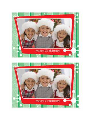 Christmas photo card (green stripes, red photo frame) Christmas photo card (green stripes, red photo frame)