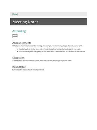 Meeting notes Meeting notes