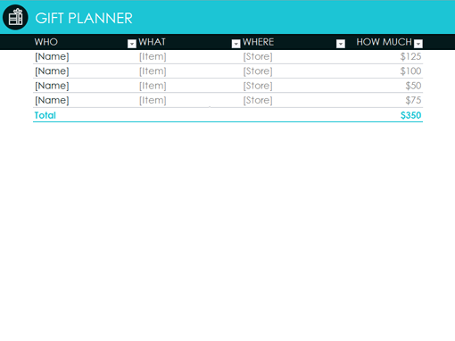 Gift Planner Gift Planner