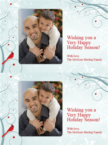 Holiday photo cards (snowflake design, 2 per page) Holiday photo cards (snowflake design, 2 per page)