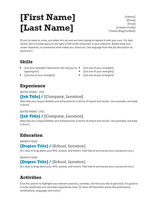 Balanced Resume (Modern design) - Office Templates